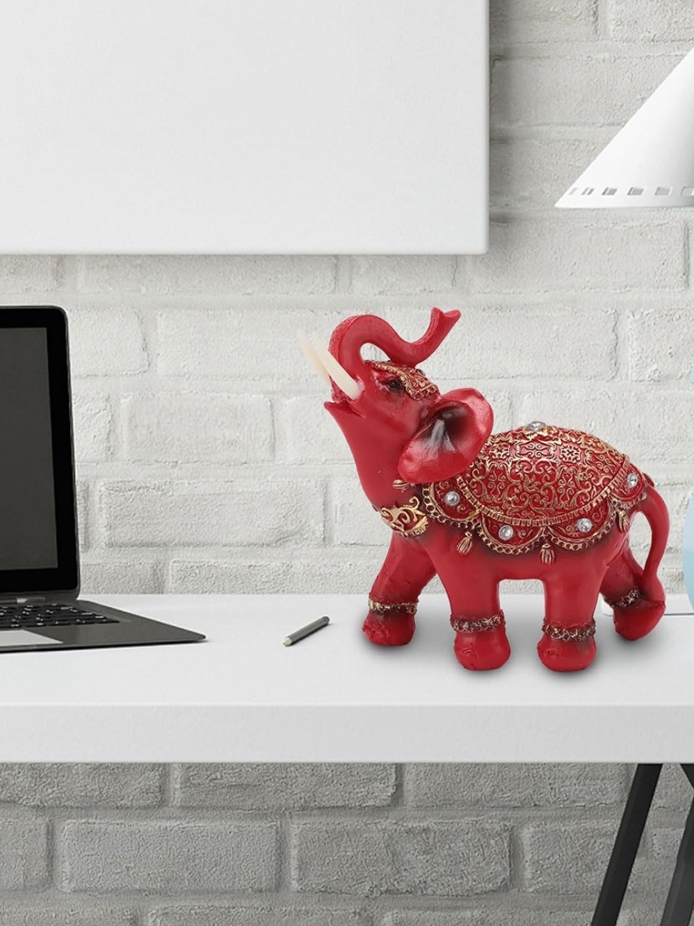 🆕New Feng Shui  Red Elephant Statue, Wealth Lucky Feng Shui Figurine,